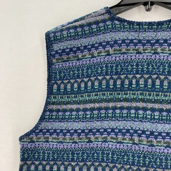 Vintage ALPS Blue Phoenix Sweater Vest XXL Fair Isle Knit Button Front Nordic - Picture 10 of 12